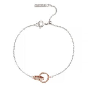 Olivia Burton Classic Interlink Chain Bracelet Silver and Rose Gold OBJENB15B
