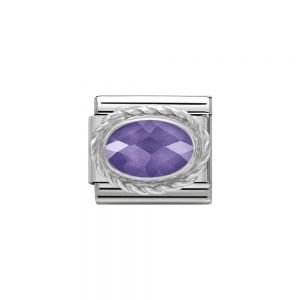 Nomination Classic Faceted Zirconia Charm - Sterling Silver Setting and Detail Purple
