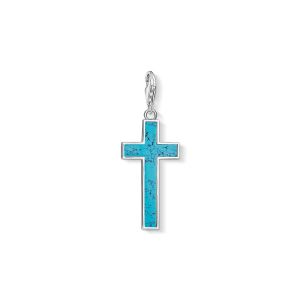 Thomas Sabo Charm Pendant - Turquoise Coloured Cross y0021-404-17