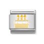 Nomination Classic 18k Gold and White Birthday Cake Charm  030272_71