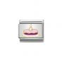 Nomination Classic Gold Pink Enamel Birthday Cake with Candle Charm