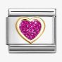 Nomination Classic Glitter Charm Gold with Enamel and Fushia Heart - 030220_09