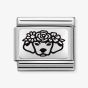 Nomination Classic Flowers Charm - Sterling Silver and Black Enamel Dog
