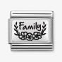 Nomination Classic Flowers Charm - Sterling Silver and Black Enamel Family