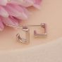 Ania Haie Smooth Square Silver Hoop Stud Earrings. Item code E099-05H.