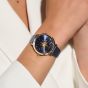 Olivia Burton Celestial Nova Ultra Slim Gold and Sapphire Blue Leather Strap Watch - 24000081