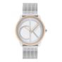 Calvin Klein Unisex Iconic Watch - Silver and Rose Gold Logo Dial 25200033