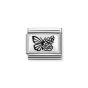 Nomination Classic Flowers Charm - Sterling Silver and Black Enamel Butterfly