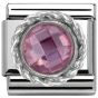 Nomination Classic Charm with Round Faceted Stones and Twisted 925 Silver Detail Pink