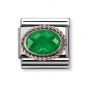 Nomination Classic Faceted Zirconia Charm - Sterling Silver Setting and Detail Emerald Green 330604_027