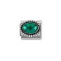 Nomination Classic Silver Faceted Zirconia Beaded Oval Charm  - Emerald Green 330607/027