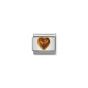 NOMINATION COMPOSABLE Classic STONES HEARTS in stainless steel with 18k gold AMBER