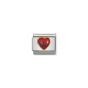 NOMINATION COMPOSABLE Classic STONES HEARTS in stainless steel with 18k gold RED OPAL