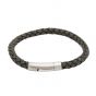 Unique and Co Men's Antique Black Leather Bracelet with Matte Steel Clasp - 21cm B400ABL