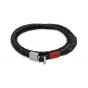 Unique and Co Men's Black Leather Bracelet with Silver and Red Clasp - 21cm B181RE