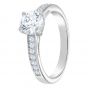 Swarovski Attract Round Ring, Crystal Shoulders - White with Rhodium Plating