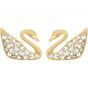Swarovski Iconic Swan Mini Earrings, Gold Tone