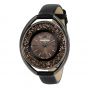 Swarovski Crystalline Oval Leather Strap Watch, Black 5158517