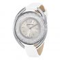 Swarovski Crystalline Oval Leather Strap Watch, White & Silver 5158548