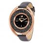Swarovski Crystalline Oval Black & Rose Leather Watch 5230943