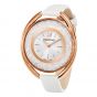 Swarovski Crystalline Oval Leather Strap Watch, Rose & White 5230946