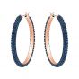 Swarovski Stone Hoop Pierced Earrings, Blue, Rose Gold Plating 5408459