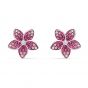 Swarovski Tropical Flower Pierced Earrings - Rhodium Plating - 5519254