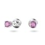 Swarovski Stilla Stud Earrings Round Cut Purple Rhodium Plated 5639135
