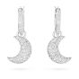 Swarovski Luna Moon Drop Earrings - White with Rhodium Plating