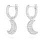 Swarovski Luna Moon Drop Earrings - White with Rhodium Plating