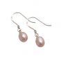Jersey Pearl Hook Silver and Pink Pearl Earrings 
