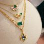 Amelia Scott Vintage Oval Necklace in Emerald Green and Gold