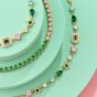 Amelia Scott Celeste Cluster Bracelet in Blush Pink Enamel, Emerald Green and Gold