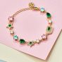 Amelia Scott Celeste Cluster Bracelet in Blush Pink Enamel, Emerald Green and Gold