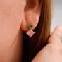 Amelia Scott Esme Gold Stud Earrings in Emerald Green and Rose Pink