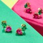 Amelia Scott Sofia Teardrop Gold Stud Earrings with Pink and Emerald Zirconia AS22TRE05