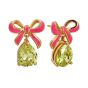Amelia Scott Bow Gold Stud Earrings with Bright Pink Enamel and Lime Green Teardrop - AS22TRE31