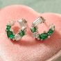 Amelia Scott Lottie Cluster Sideways Hoop Earrings with Emerald Zirconia Silver