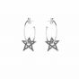 Annie Haak Black Crystal Star Hoop Silver Earrings E0174PR