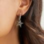 Annie Haak Black Crystal Star Hoop Silver Earrings E0174PR