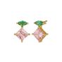 Amelia Scott Esme Gold Stud Earrings in Emerald Green and Rose Pink