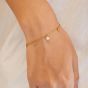 Ania Haie Shell Pearl and Sparkle Drop Station Gold Bracelet. Item code B071-04G.