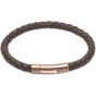 Unique and Co Men's Dark Brown Leather Bracelet, Rose Tone Clasp