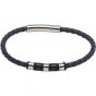 Unique and Co Men's Leather Bracelet, Blue with Steel Elements