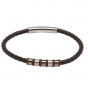 Unique and Co Men's Dark Brown Leather Bracelet, Brown and Rose Plated
