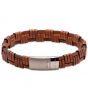 Unique and Co Antique Dark Brown Leather bracelet with Matte/Polished Steel Clasp B456ADB-21