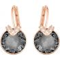 Swarovski Bella V Pierced Earrings, Grey, Rose Gold Plating 5299317