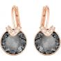 Swarovski Bella V Pierced Earrings, Grey, Rose Gold Plating 5299317