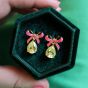 Amelia Scott Bow Gold Stud Earrings with Bright Pink Enamel and Lime Green Teardrop - AS22TRE31
