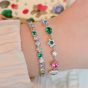 Amelia Scott Celeste Cluster Bracelet in Blush Pink Enamel, Emerald Green and Silver AS22SGB06